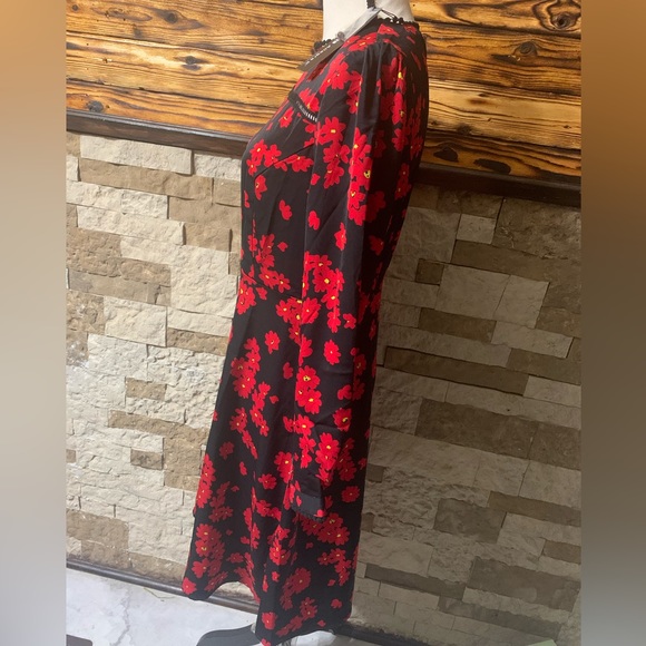 NWT Allegra K Vibrant Floral Modest Dress Navy Red Small - Picture 12 of 13